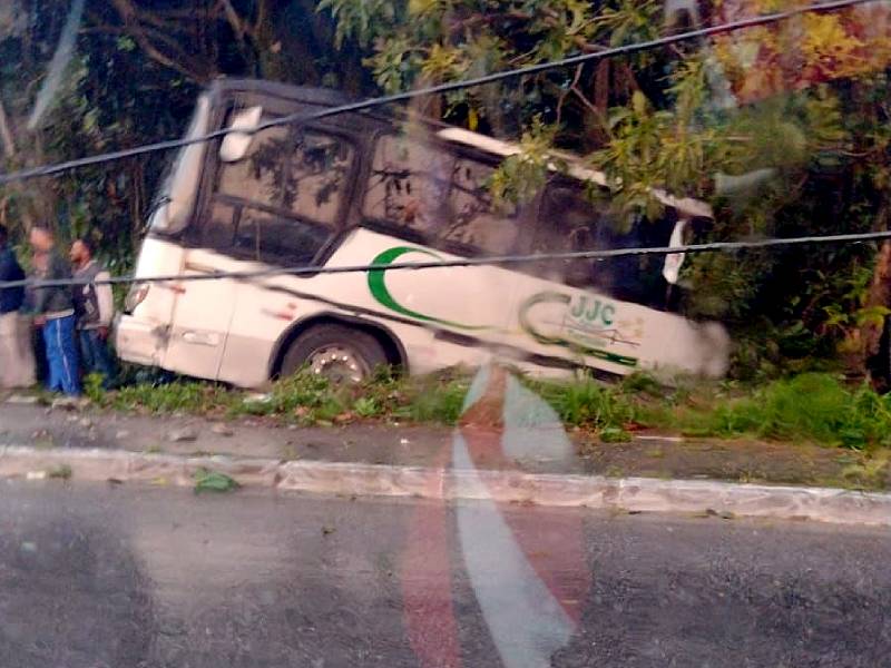 ônibus de empreiteira desceu desgovernado e caiu em barranco