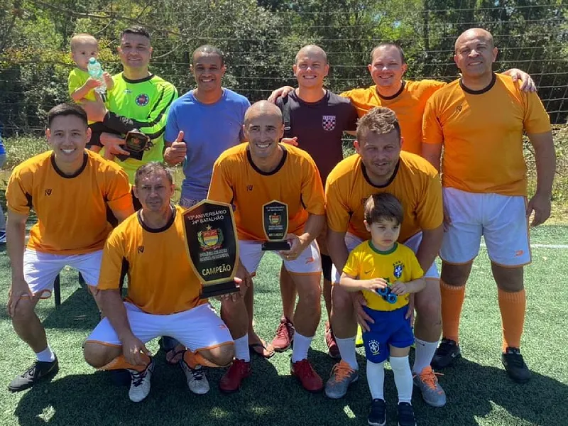 O time campeão do torneio interno de Fut7 do 24° BPM de Biguaçu.