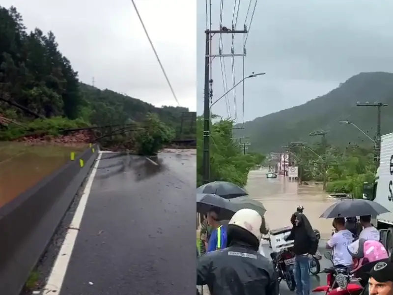 Parte da BR-280 desmorona no Norte de SC por causa das chuvas e trecho é  interditado, Santa Catarina