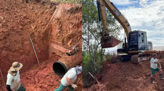 Adutora de água bruta foi rompida em Santo Amaro da Imperatriz