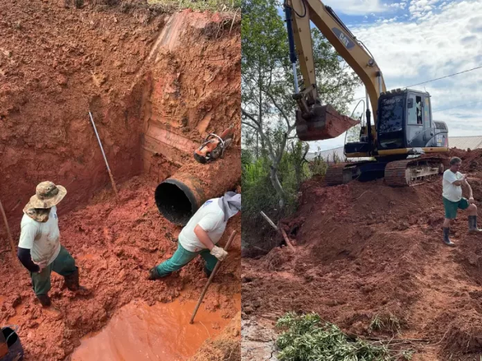 Adutora de água bruta foi rompida em Santo Amaro da Imperatriz