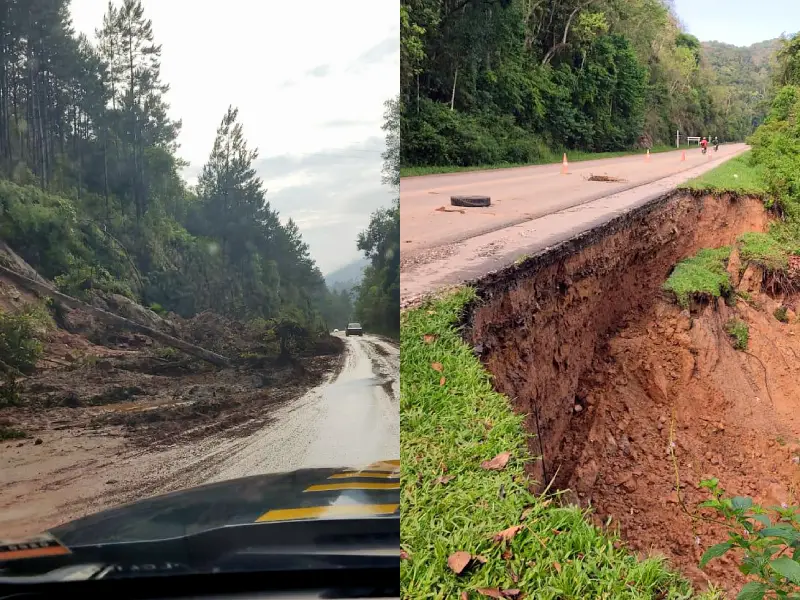 Dezenas de trechos da BR-282 na Grande Florianópolis estão interditados