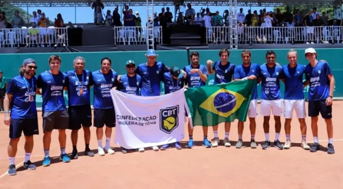 Time brasileiro venceu a China por 4 a 0 na etapa da Copa Davis em Florianópolis - Foto:CBT/Divulgação/CSC