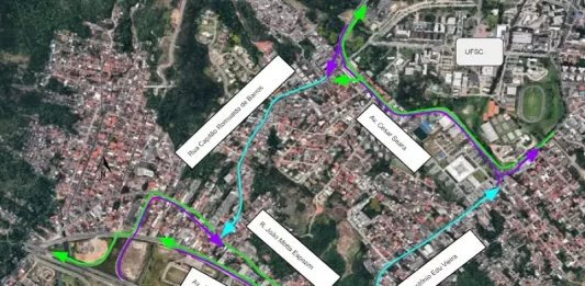 Esquema do binário de trânsito entre o Pantanal e Carvoeira