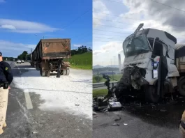 Caminhoneiro drogado foge por 20km e provoca acidente na BR-101 Caminhoneiro drogado provocou acidente na BR-101 em Joinville