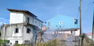 Incêndio em residência deixa um jovem ferido em Biguaçu