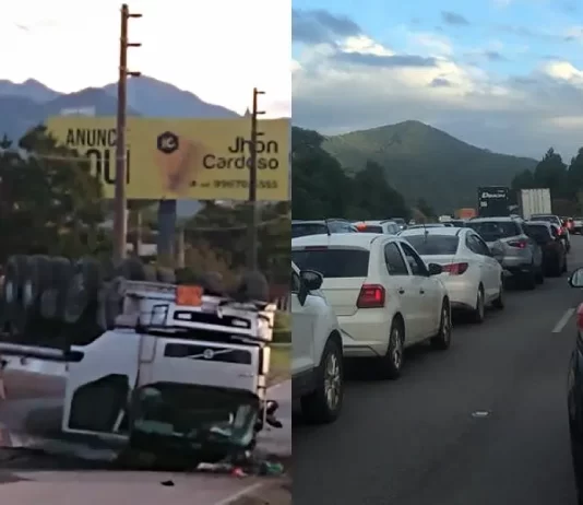 BR-101 em Paulo Lopes é liberada após 12 horas devido a caminhão-tanque tombado na marginal