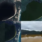 Imagens de satélite mostram mudança na coloração da lagoa de peri