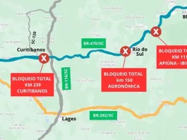 Santa Catarina tem diversas rodovias interditadas; ligação com o PR foi liberada Santa Catarina tem diversas rodovias interditadas