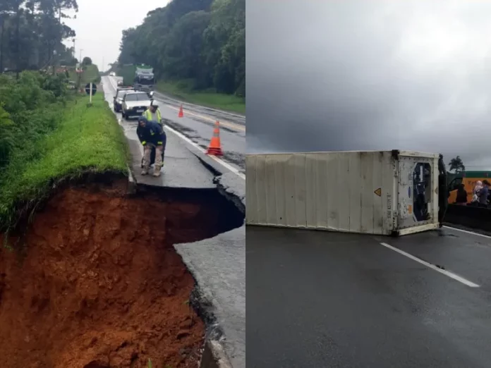 Estradas afetadas em SC