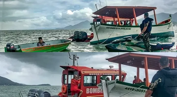Pescadores são salvos na baía sul após naufrágio