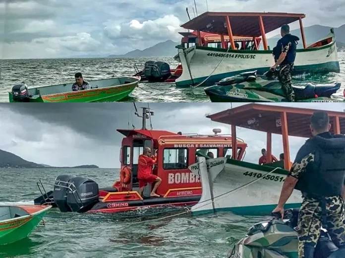 Pescadores são salvos na baía sul após naufrágio
