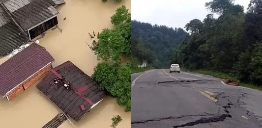 Pessoas resgatadas em Rio do Sul; BR-470 danificada