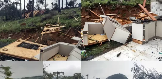 Tornado destrói casa em Urupema Tornado atinge Urupema