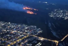 Incêndio atinge Parque do Tabuleiro na região da Baixada do Maciambú