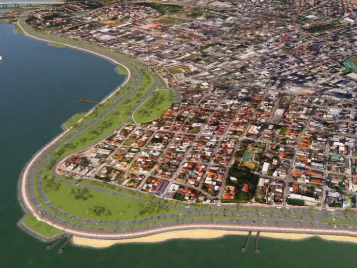 Traçado da Av. Beira-mar de Barreiros, em São José Traçado da Av. Beira-mar de Barreiros, em São José