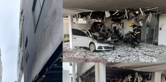 Incêndio destrói carro em garagem de prédio nos Ingleses