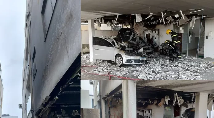 Incêndio destrói carro em garagem de prédio nos Ingleses