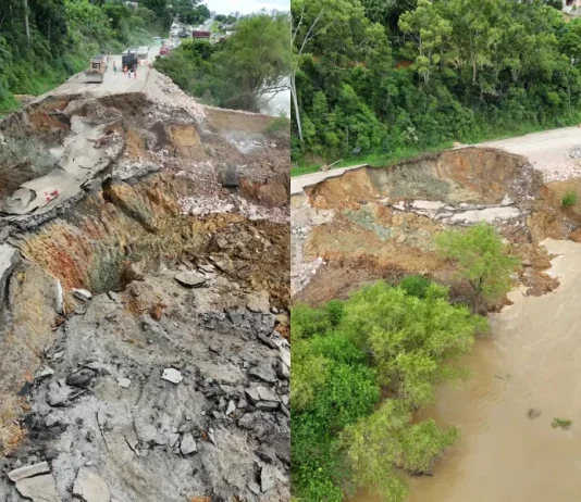 Novo deslizamento destrói ainda mais a BR-470 em Rio do Sul Novo deslizamento compromete ainda mais a BR-470 em Rio do Sul
