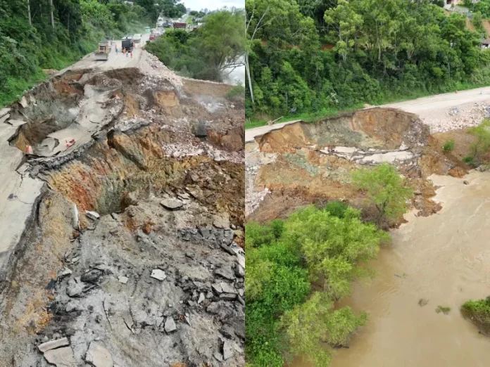 Novo deslizamento compromete ainda mais a BR-470 em Rio do Sul