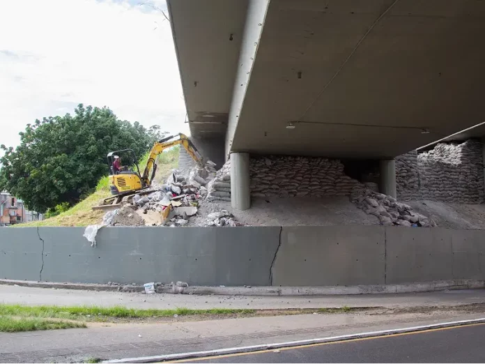 Começa limpeza sob viaduto da Via Expressa