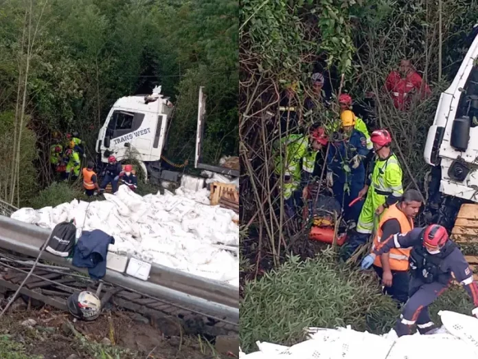 Motorista de carreta é encontrado após passar a noite acidentado no Morro dos Cavalos