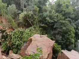 Pavimento da BR-101 no Morro dos Cavalos afundou com impacto de rocha