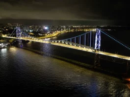 Ponte Hercílio Luz ganha iluminação cênica