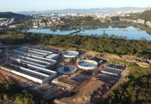 Obra da Estação de Tratamento de Esgoto Potecas em São José, onde serão instalados biofiltros para controle de odores.