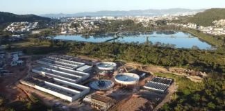 Obra da Estação de Tratamento de Esgoto Potecas em São José, onde serão instalados biofiltros para controle de odores.