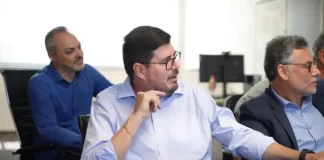 Reunião do Grupo de Trabalho da SC-281, liderado pelo vice-prefeito Michel Schelemper, para discutir ações de requalificação da rodovia em São José.