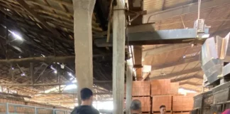 Policiais civis observam a queima das drogas durante ação de incineração em Camboriú.