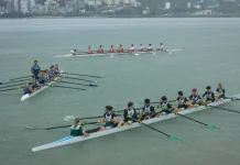 Regata Sicoob 40 anos encerra Campeonato Catarinense de Remo em Florianópolis Atletas competindo em barcos durante a Regata Sicoob 40 anos, no Campeonato Catarinense de Remo em Florianópolis.