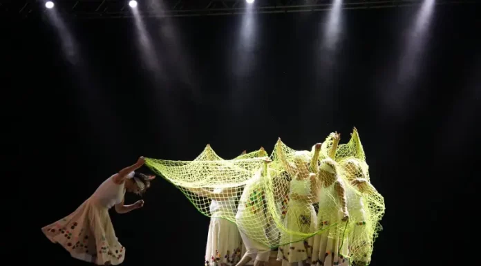 Grupo de danças Ronaldo Rodrigues se apresentando em um festival para registrar e divulgar a participação da companhia no evento