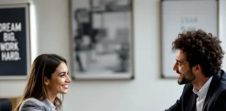 Imagem ilustra a formalização de um acordo financeiro, com duas pessoas apertando as mãos após concluir a contratação de um empréstimo pessoal.