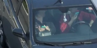 Drones da PRF flagram motorista usando celular ao volante em rodovia de Santa Catarina.