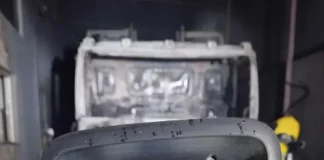 Bombeiros usam câmara térmica no combate a incêndio em caminhão de lixo, em Palhoça