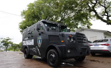 Chapecó ganha veículo blindado para reforçar a Guarda Municipal Foto do veículo blindado Tsunami da Guarda Municipal de Chapecó, usada para ilustrar o reforço na estrutura de segurança do município.