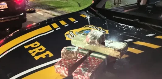 PRF prende casal após perseguição e descarte de drogas na BR-101, em Palhoça Drogas apreendidas pela PRF na BR-101 em Palhoça