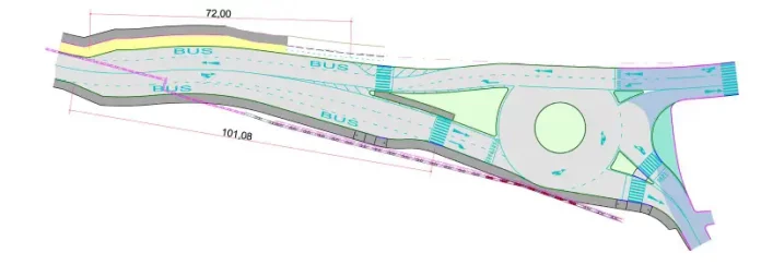 mapa da nova rotatória da Ponte da Lagoa