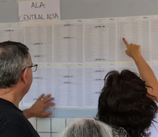 Professores conferindo relação de vagas para ACTs