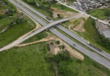 Foto aerea do Viaduto BR-101 São José, no Contorno Viário