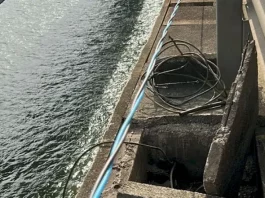 Fios que estavam sendo furtados na Ponte Colombo Sales