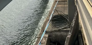 Fios que estavam sendo furtados na Ponte Colombo Sales