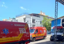 Viatura dos Bombeiros em atendimento a explosão em marina no norte da Capital