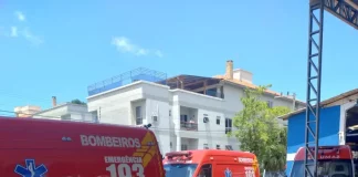 Viatura dos Bombeiros em atendimento a explosão em marina no norte da Capital