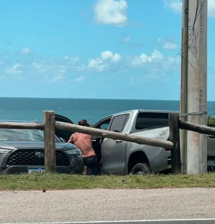 ex-modelo preso por tráfico de drogas Suspeito de tráfico de drogas entrando em carro numa praia em Florianópolis