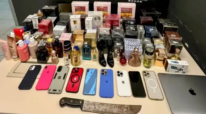 Objetos roubados apreendidos pela polícia