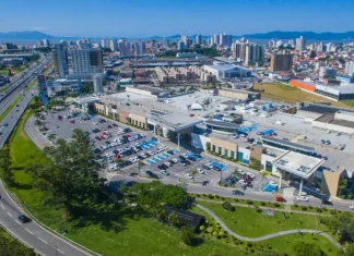 Foto aérea do Shopping Itaguaçu onde será realizado o evento de aniversário de São José, Viva São José – Nossa História Acontece Aqui