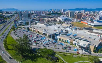 Foto aérea do Shopping Itaguaçu onde será realizado o evento de aniversário de São José, Viva São José – Nossa História Acontece Aqui